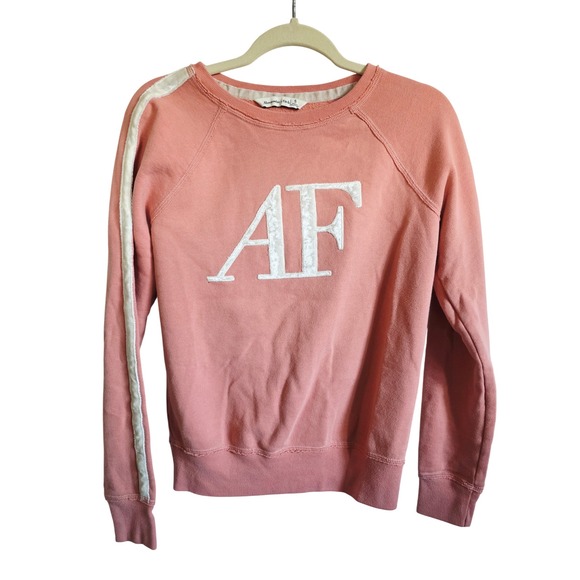 Abercrombie & Fitch AF Logo Y2K Sweatshirt Pink Crewneck Long Sleeve Pullover - Picture 3 of 10